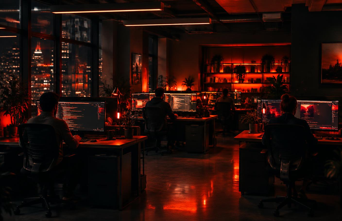 The RoySoftware studio at night